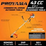 PROYAMA 42.7cc Gas Weed Wacker, 3 in 1 Weed Eater Gas Powered, Brush Cutter and Gas String Trimmer 2-Cycle Extreme Duty, 5 Year Warranty Gearbox,